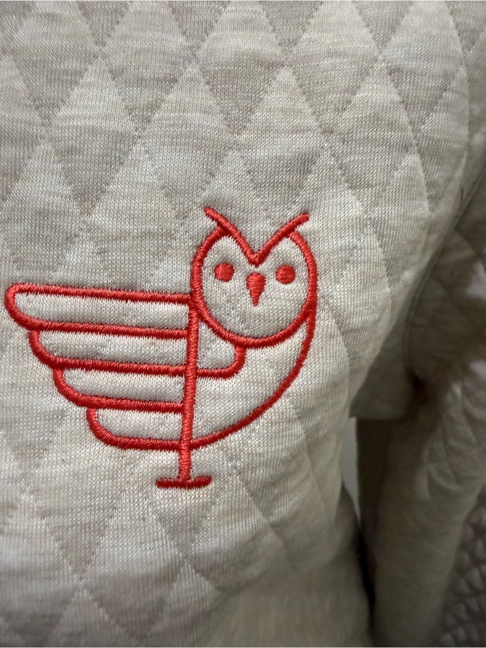 Marine Layer. Corbet Quilted Puff Sleeve Crewneck. Heather Oatmeal. Size medium. - Picture 5 of 13